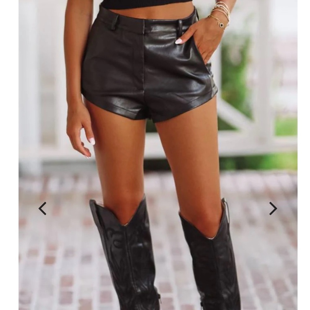 Faux leather shorts